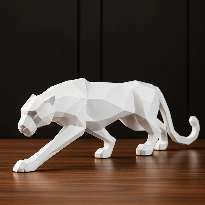 Escultura Pantera Negra Geométrica Estatueta De Decoração Casa
