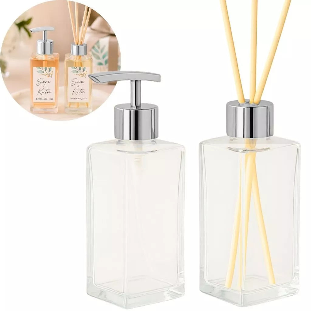 Kit Lavabo Retângulo Prime – Difusor e Saboneteira em Vidro