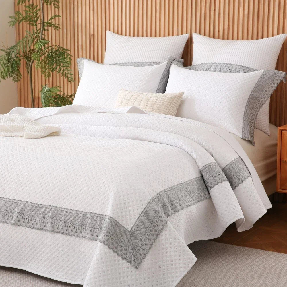 Mona Lisa Elegance – Kit Cobre Leito Casal 300 Fios com Renda Fina | Lar Criativo