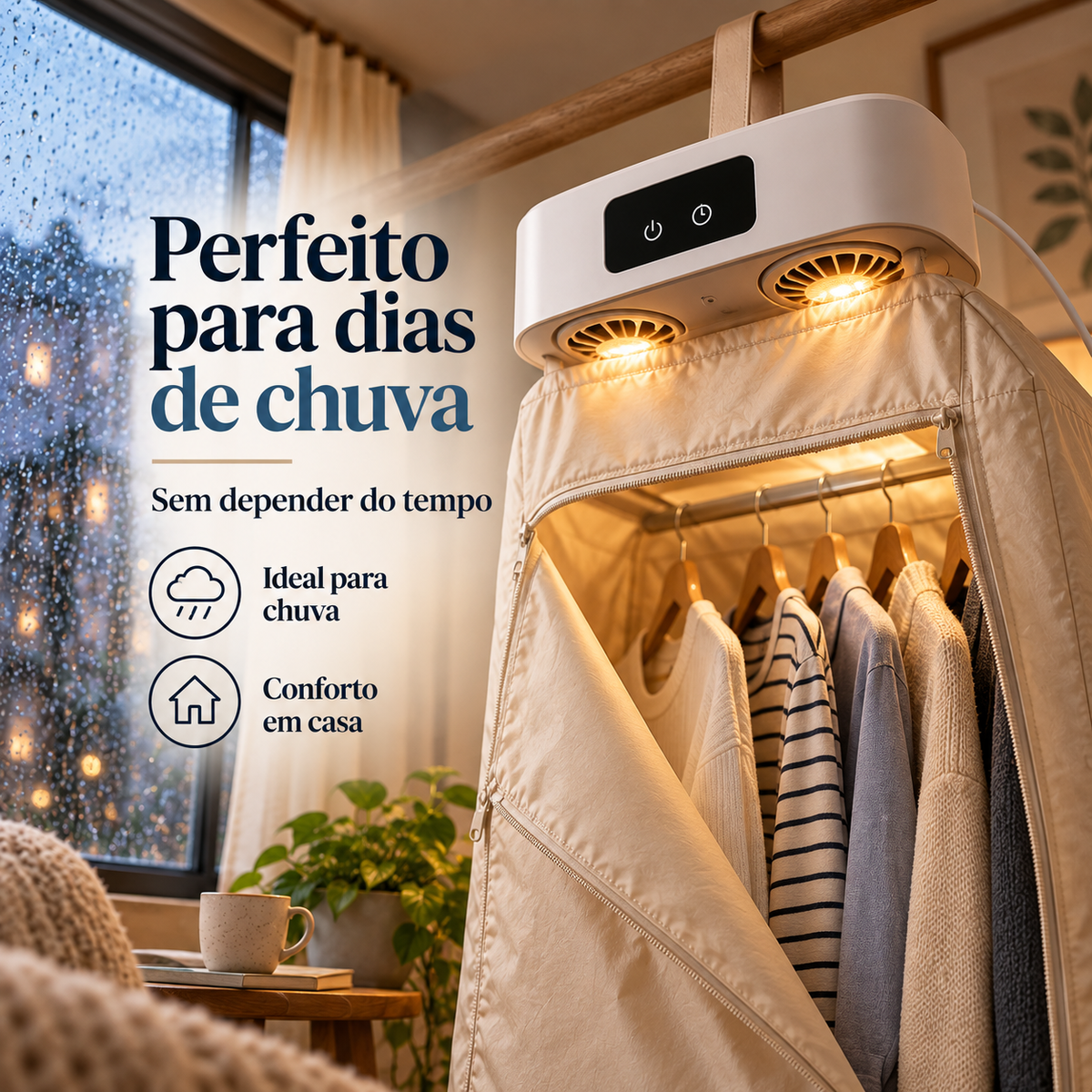 Secador De Roupas Portátil Elétrico Aquecedor Varal Dobrável Secagem Rápida
