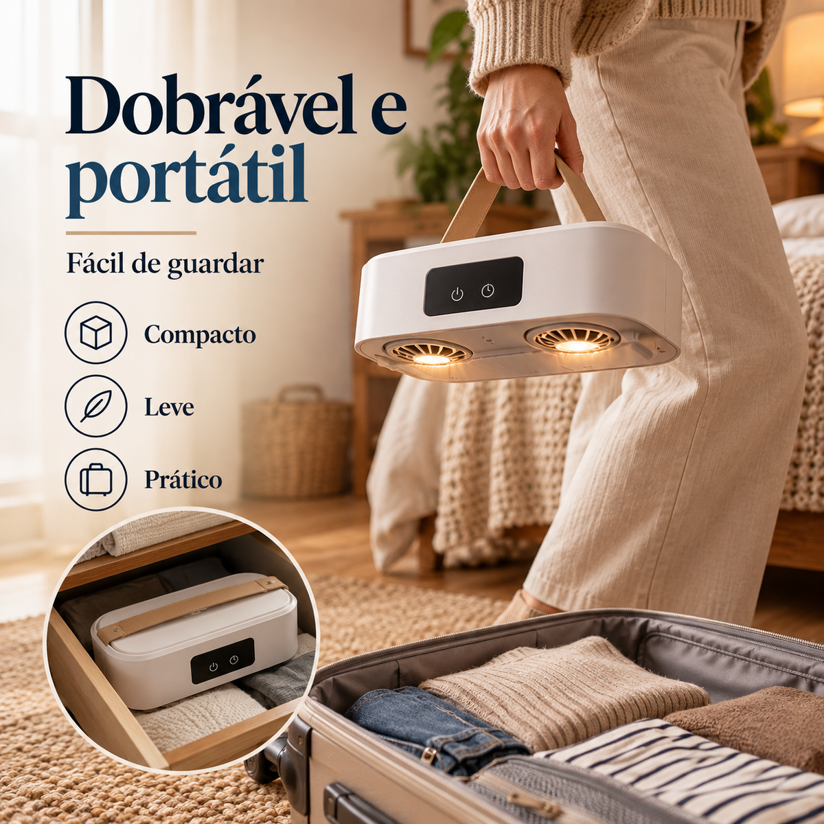 Secador De Roupas Portátil Elétrico Aquecedor Varal Dobrável Secagem Rápida