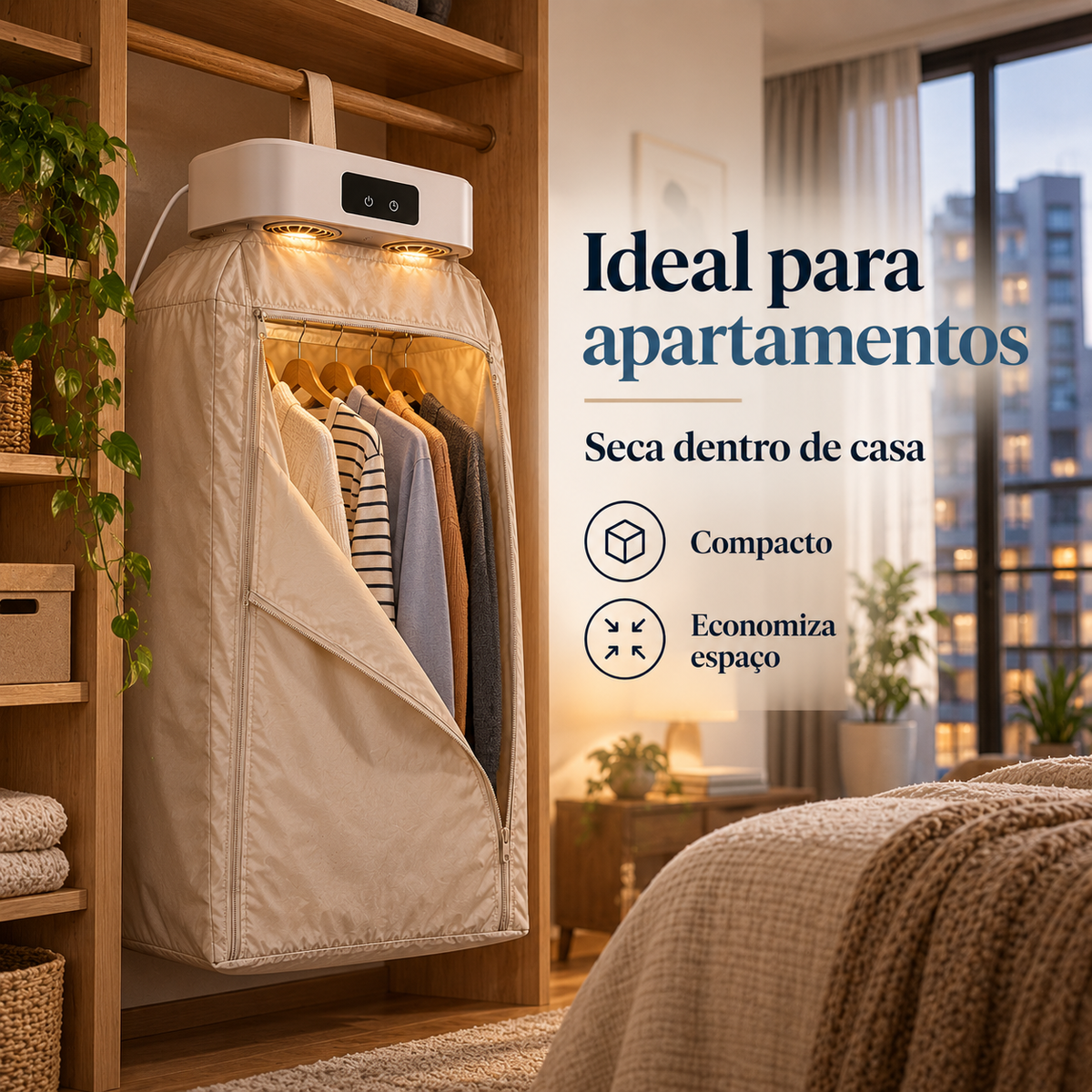 Secador De Roupas Portátil Elétrico Aquecedor Varal Dobrável Secagem Rápida