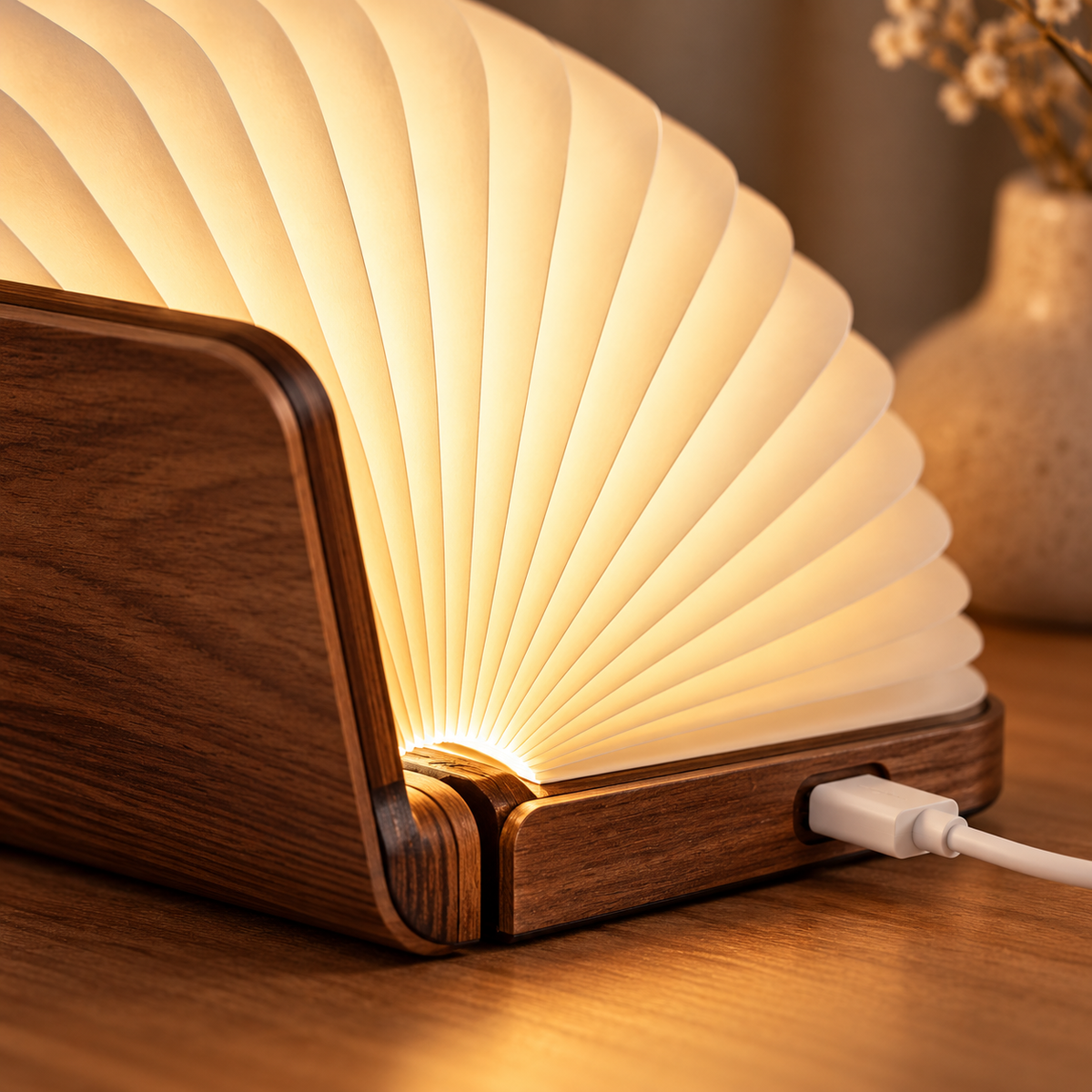 Lume — Luminária Livro em Madeira