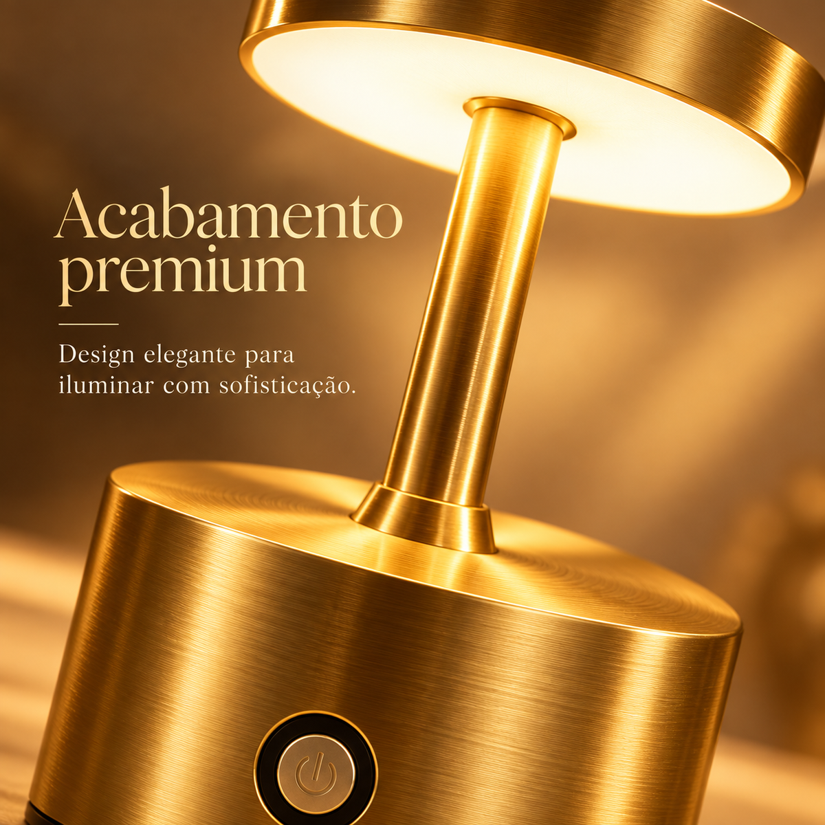 Luminária de Mesa Aura Gold – Iluminação LED Sem Fio.