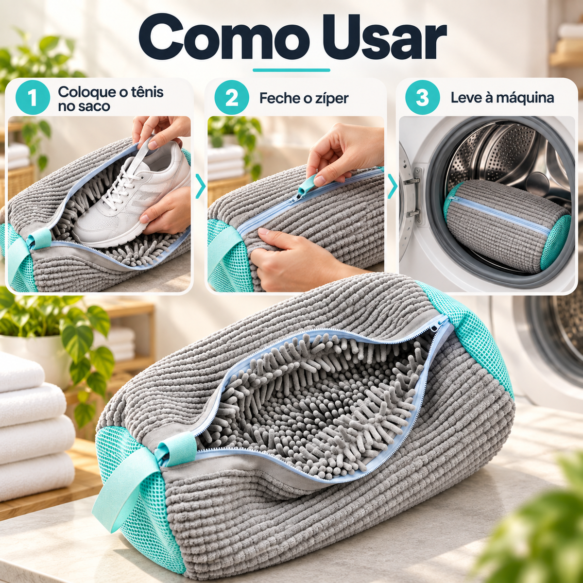 Kit com 2 LavaTênis 360° – Para Lavar Tênis na Máquina | Compre 1 e Leve 2 Somente Hoje