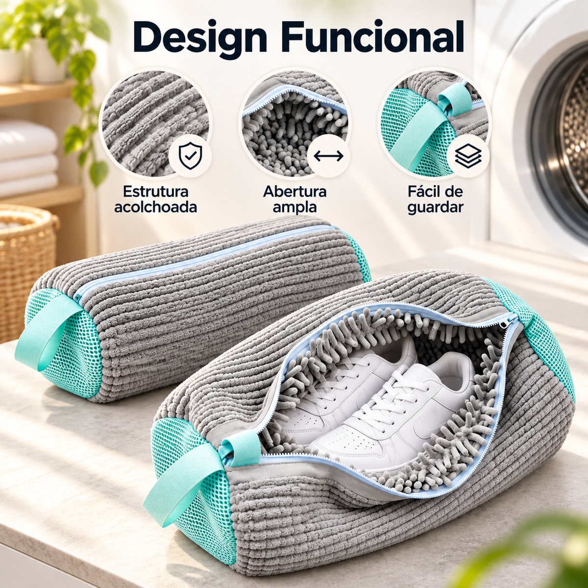 Kit com 2 LavaTênis 360° – Para Lavar Tênis na Máquina | Compre 1 e Leve 2 Somente Hoje