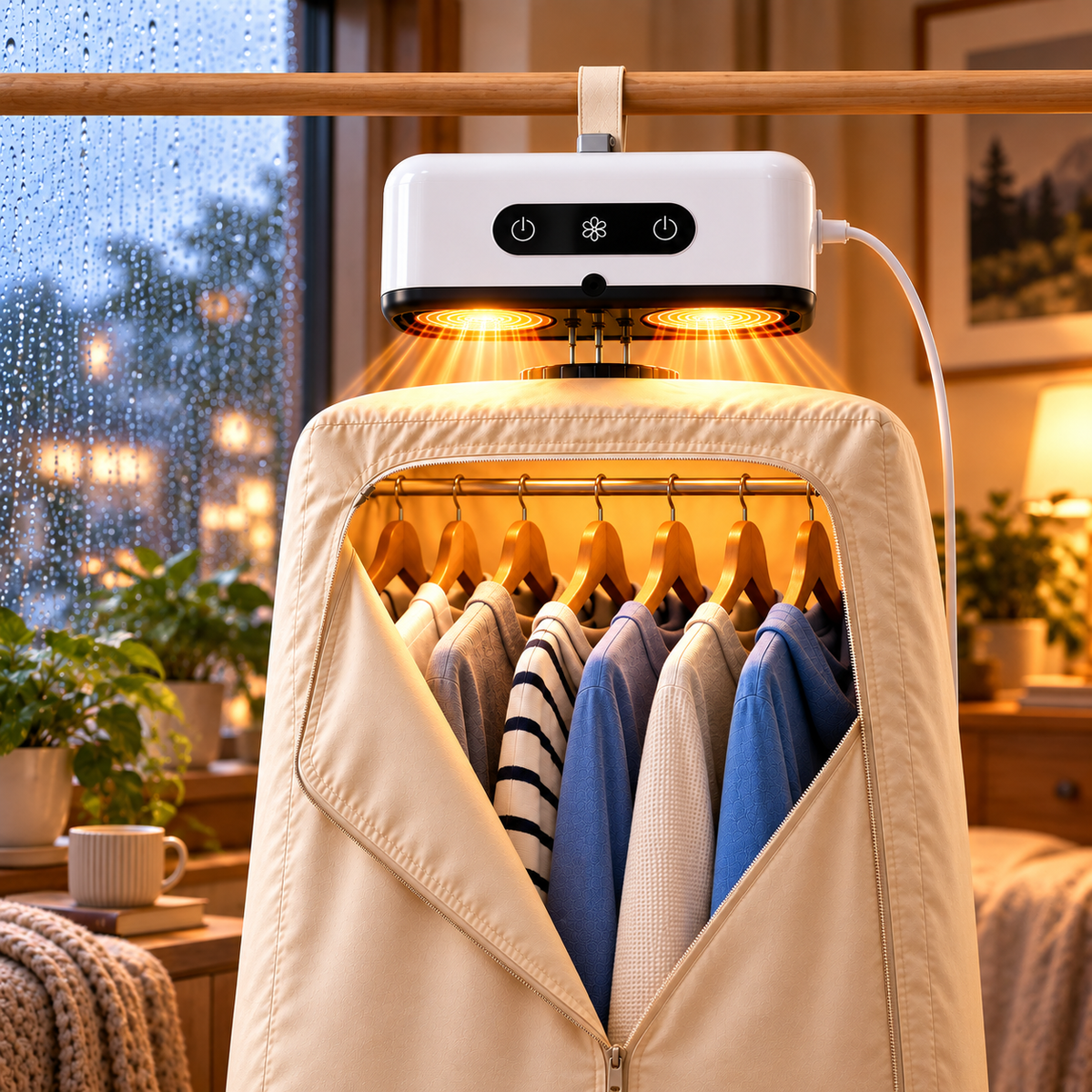 Secador De Roupas Portátil Elétrico Aquecedor Varal Dobrável Secagem Rápida