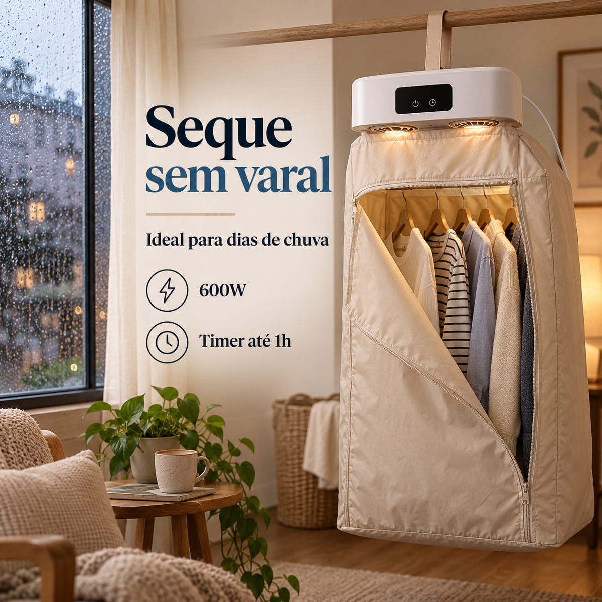 Secador De Roupas Portátil Elétrico Aquecedor Varal Dobrável Secagem Rápida