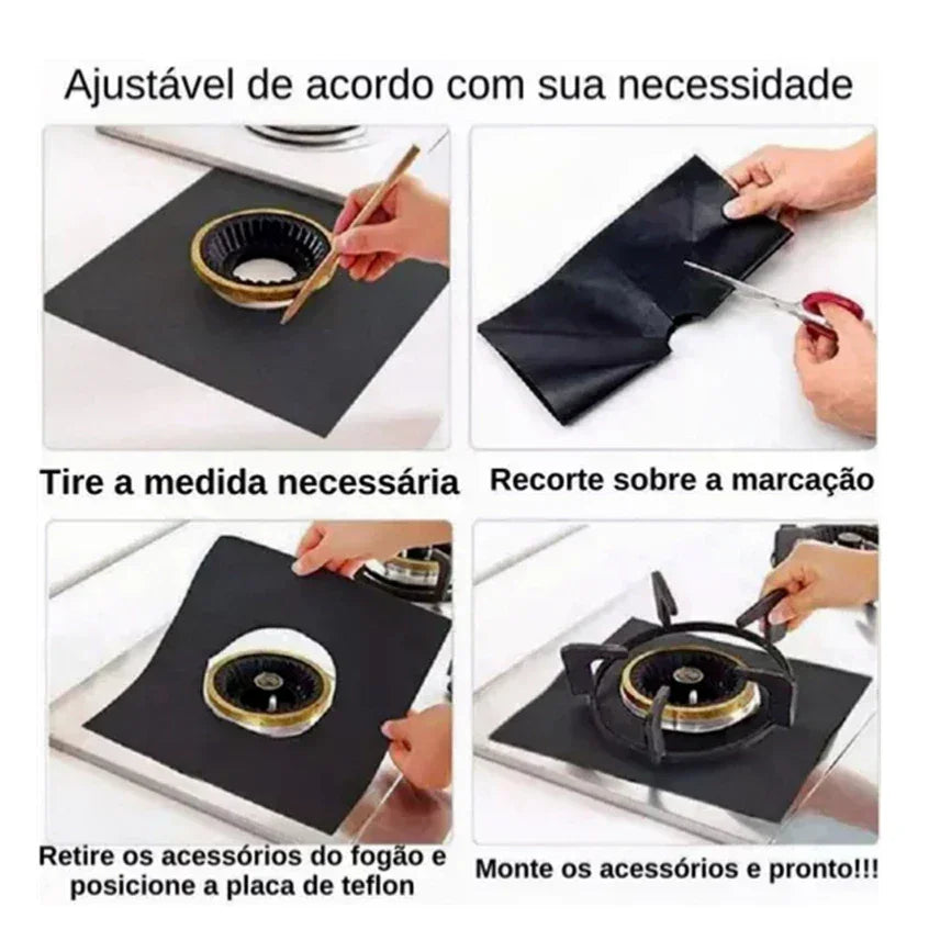 Kit com 4 Tapetes Anti-Gordura para Fogão – Diga Adeus à Sujidade Difícil de Limpar!