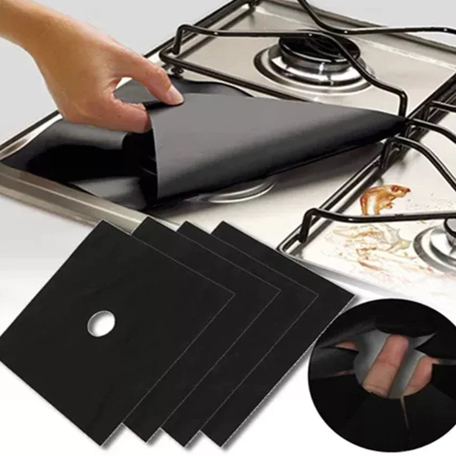 Kit com 4 Tapetes Anti-Gordura para Fogão – Diga Adeus à Sujidade Difícil de Limpar!