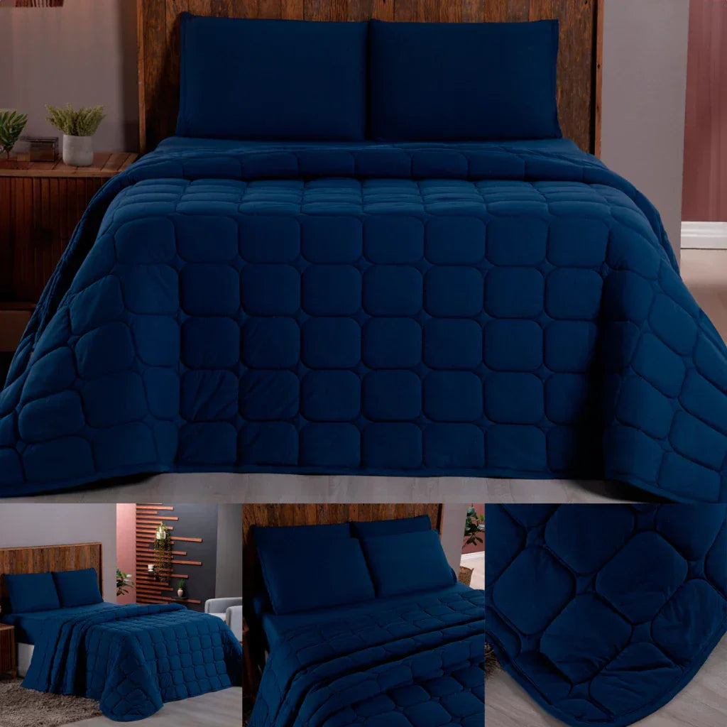 Cobre Leito King Malha 100% Algodão 6 Peças Dupla Face – Ideal para noites frias com conforto e luxo | Lar Criativo