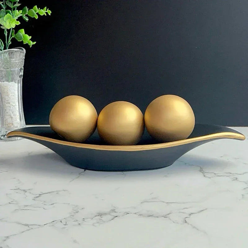 Centro de Mesa Barca com 3 Esferas – Decoração Sofisticada para Sala | Lar Criativo