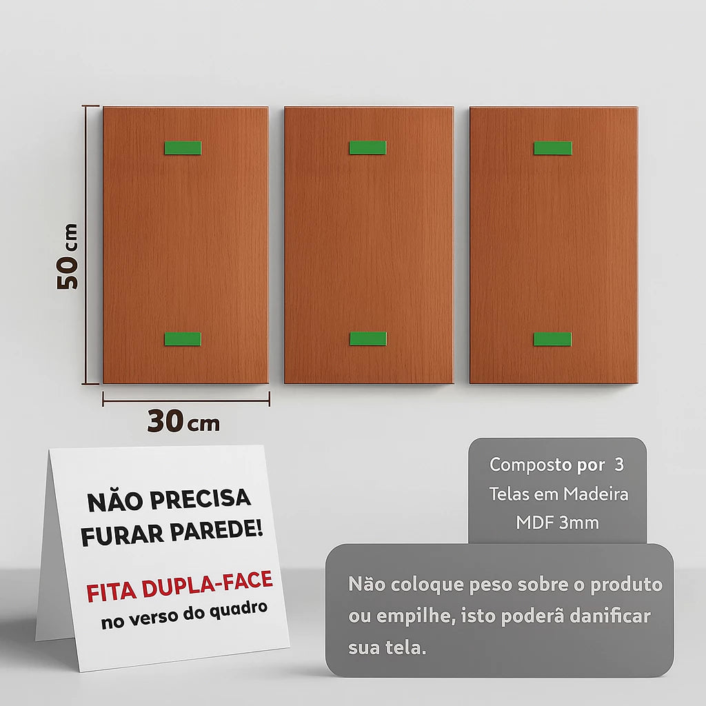 Kit 3 Quadros Adesivos Geométrico Nordic – 60 x 30 cm