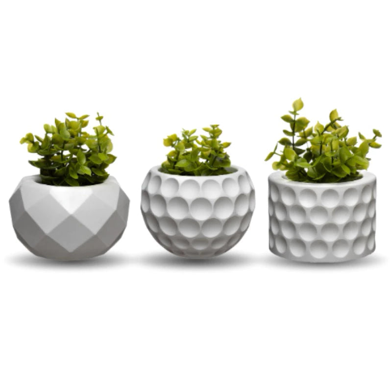 Kit 3 Vasos Decorativos com Plantas Artificiais
