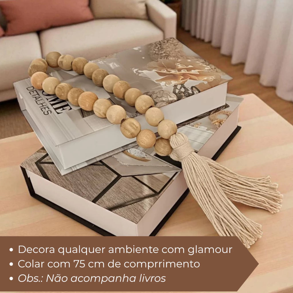 Colar Decorativo Naturale em Contas de Madeira