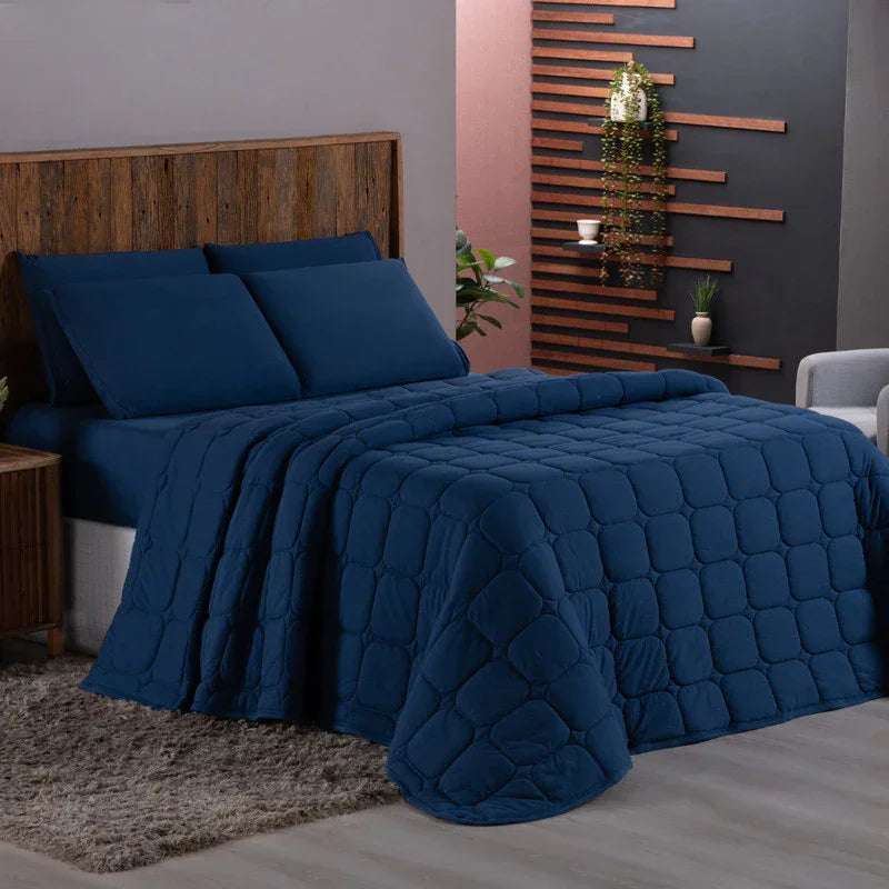 Cobre Leito King Malha 100% Algodão 6 Peças Dupla Face – Ideal para noites frias com conforto e luxo | Lar Criativo