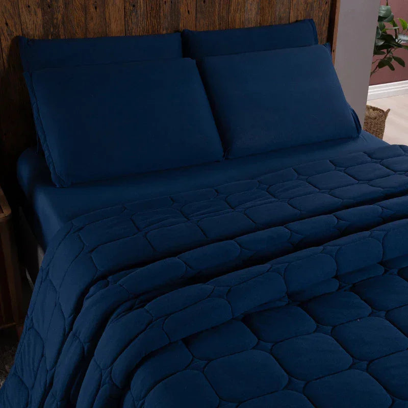 Cobre Leito King Malha 100% Algodão 6 Peças Dupla Face – Ideal para noites frias com conforto e luxo | Lar Criativo